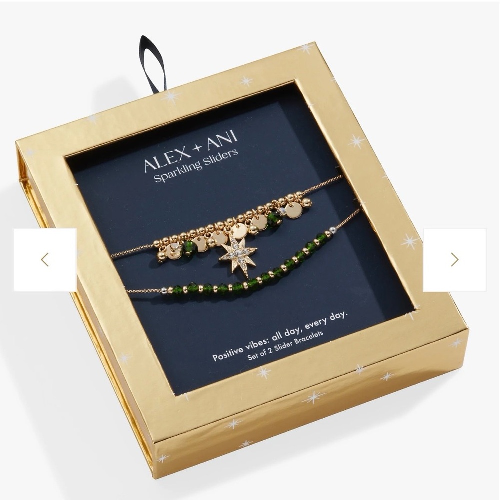 Alex and Ani Gold and Green Bracelet Gift Set